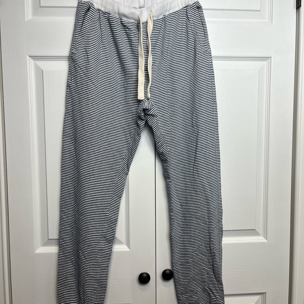 Jungmaven Blue and White Sweatpants with Elastic Waistband and Relaxed Fit